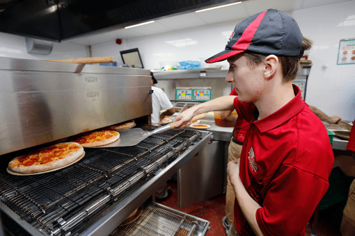 Cooking pizza