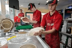 Papa John's pizza preparation