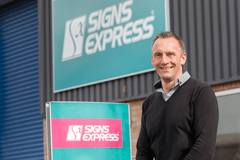 Ken Venables outside Signs Express Norwich